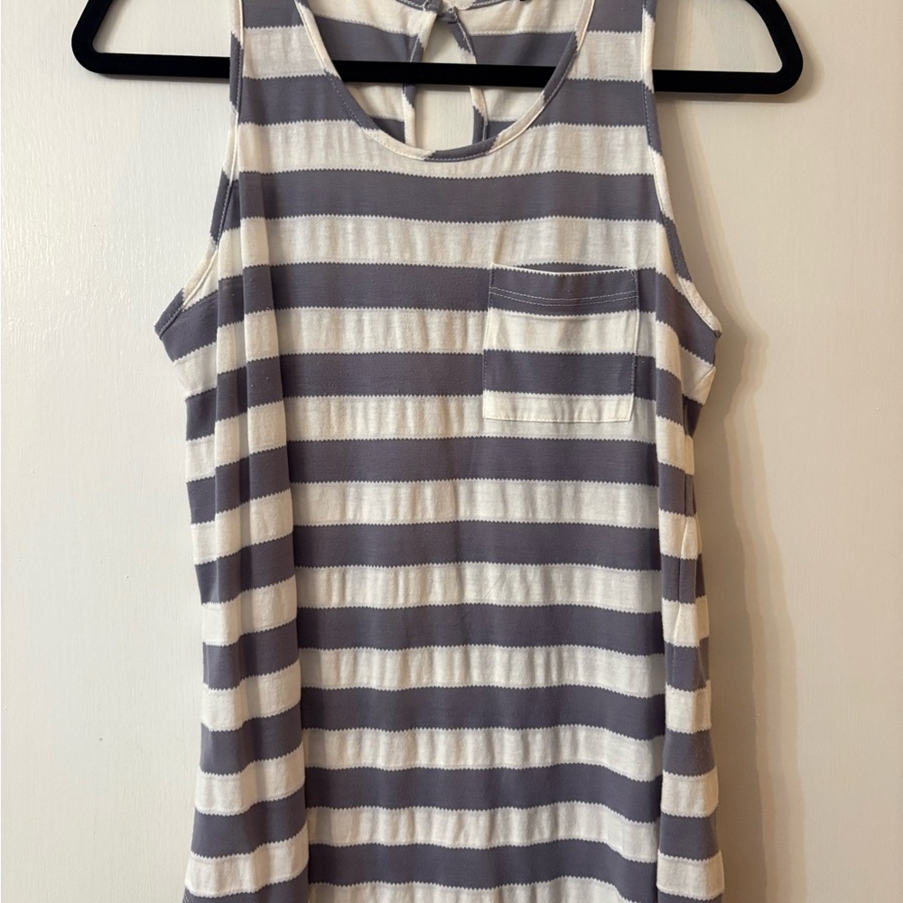 Papermoon Gray and Cream Striped Tank Top